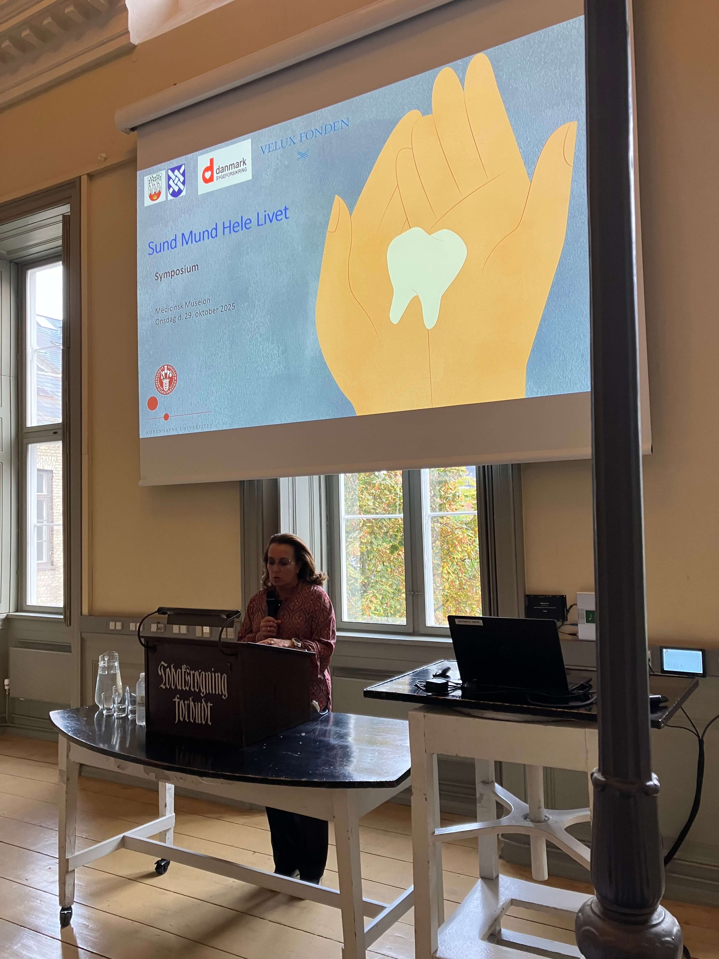 Person der præsenterer et forskningsprojekt